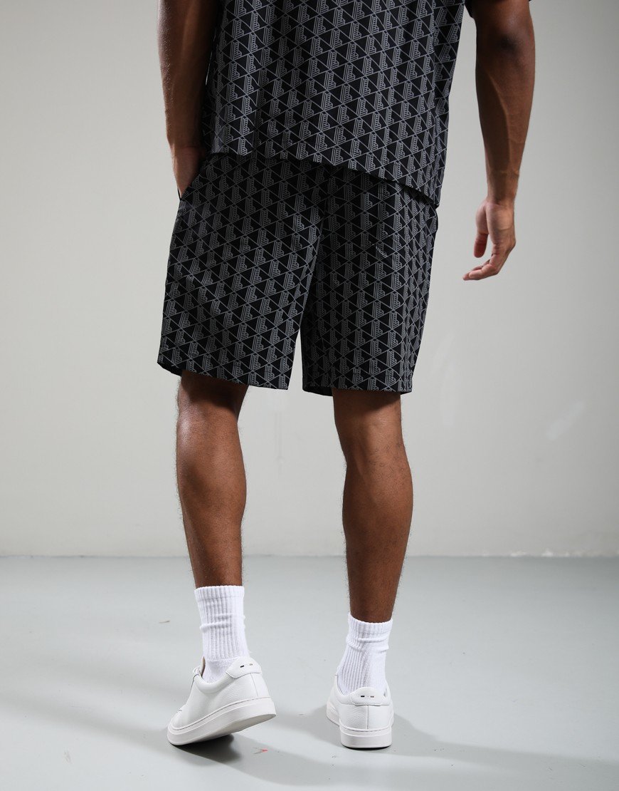 Lacoste Monogram Print Poplin Pyjama Shorts Black/Lead Grey