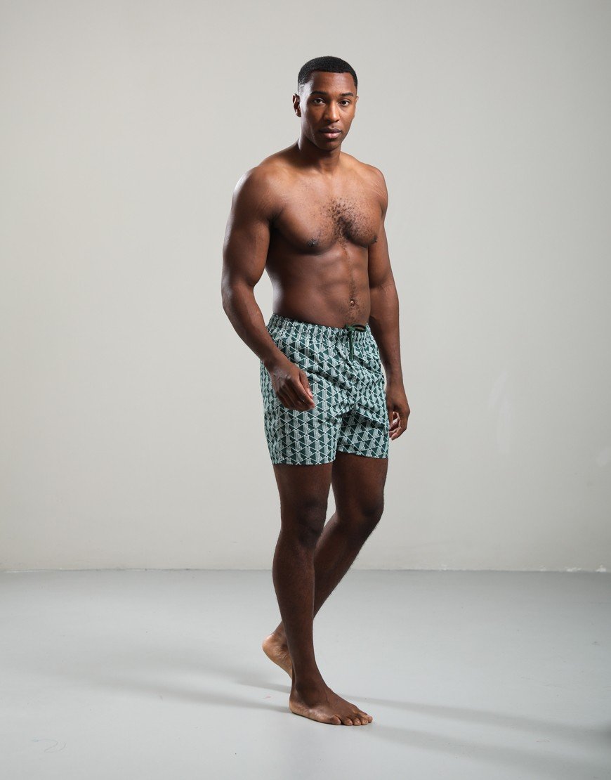 Lacoste Monogram Print Swim Shorts Green/Sinople