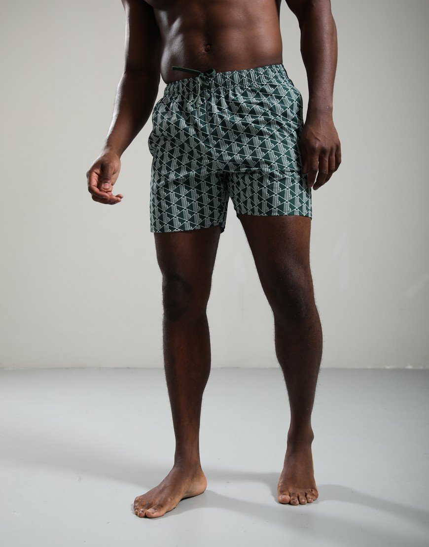 Lacoste Monogram Print Swim Shorts Green/Sinople