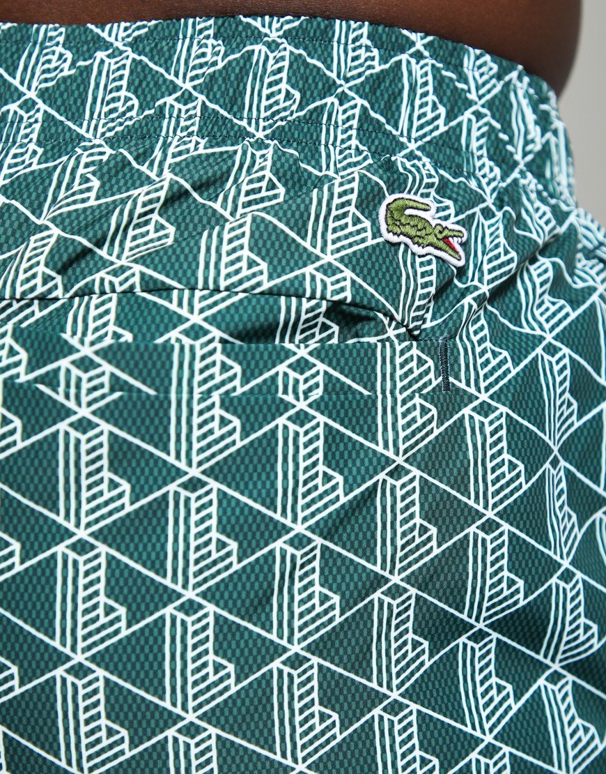 Lacoste Monogram Print Swim Shorts Green/Sinople