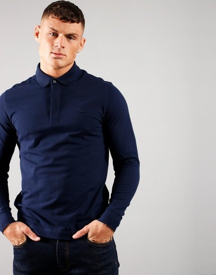 Lacoste Long Sleeve Paris Polo Shirt Navy