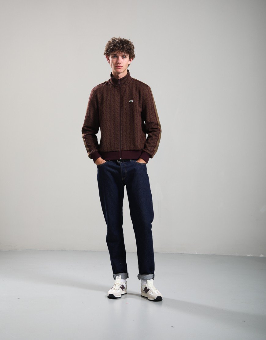 Lacoste Paris Zip-Up Jacquard Track Jacket Brown/Oxalis