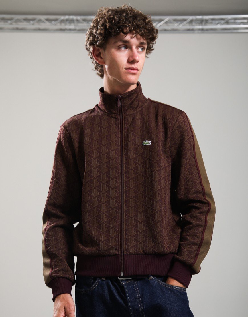 Lacoste Paris Zip-Up Jacquard Track Jacket Brown/Oxalis