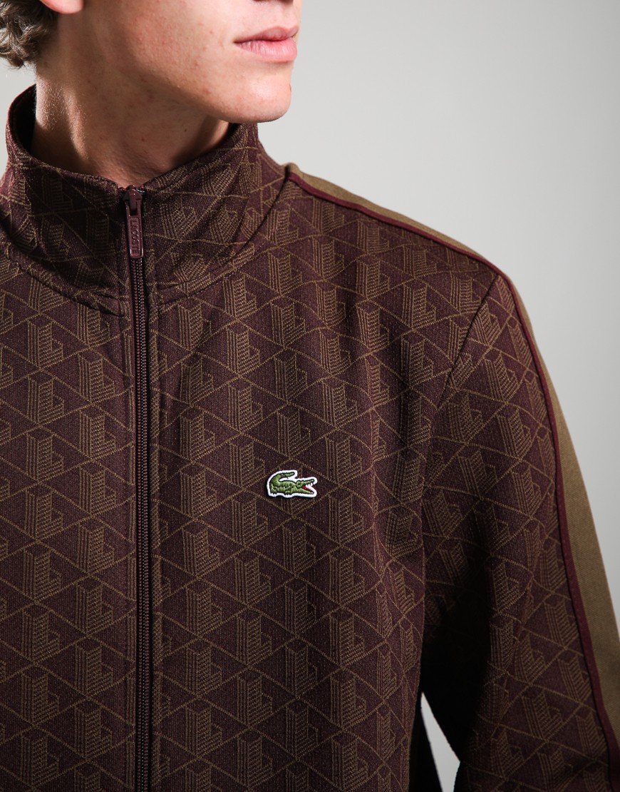 Lacoste Paris Zip-Up Jacquard Track Jacket Brown/Oxalis