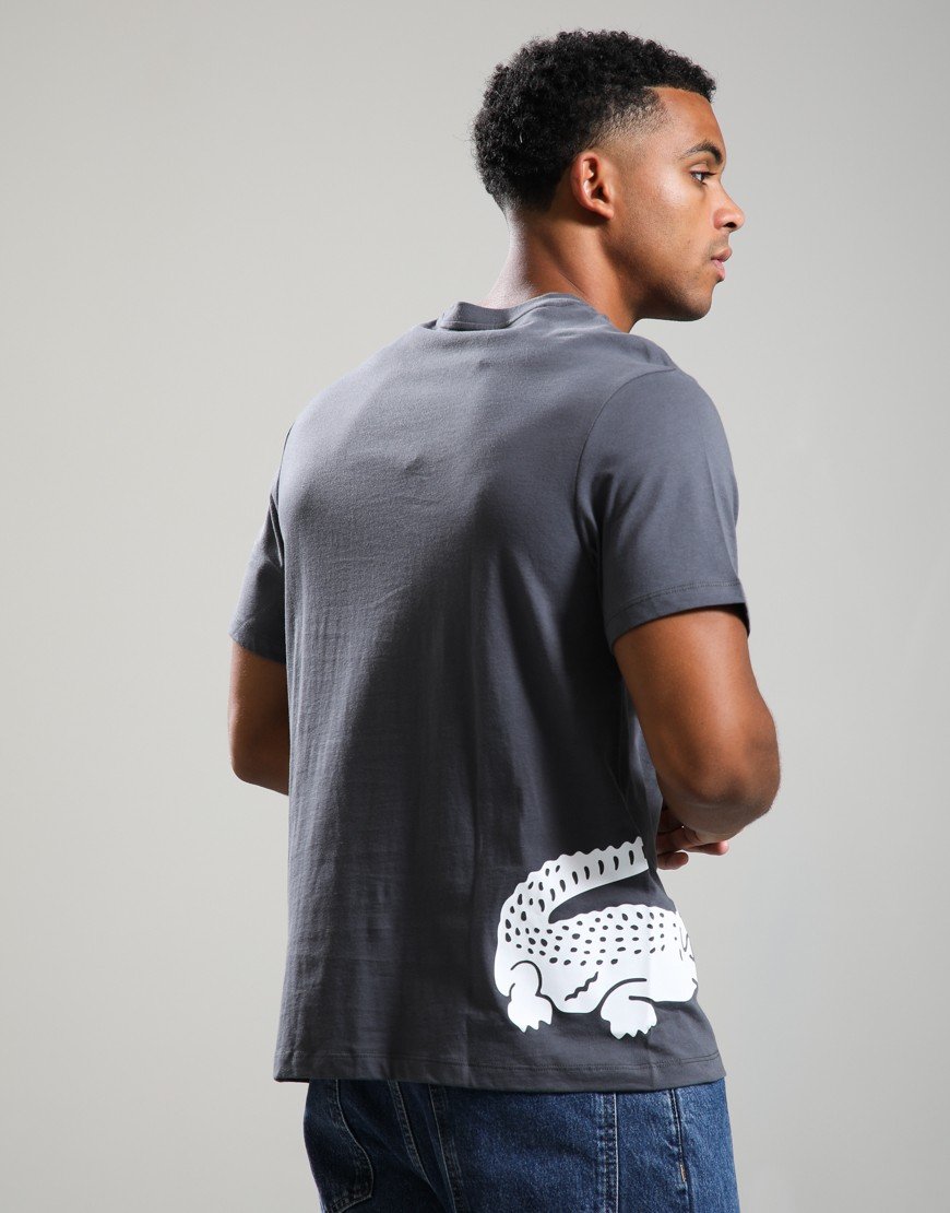 Lacoste Printed Cotton Loungewear T-Shirt Flagstone/White