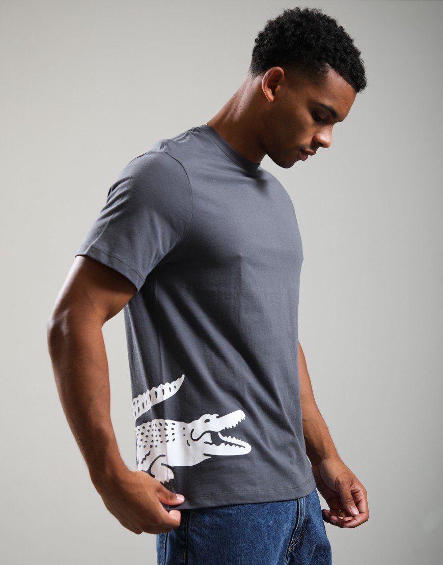 Lacoste Printed Cotton Loungewear T-Shirt Flagstone/White