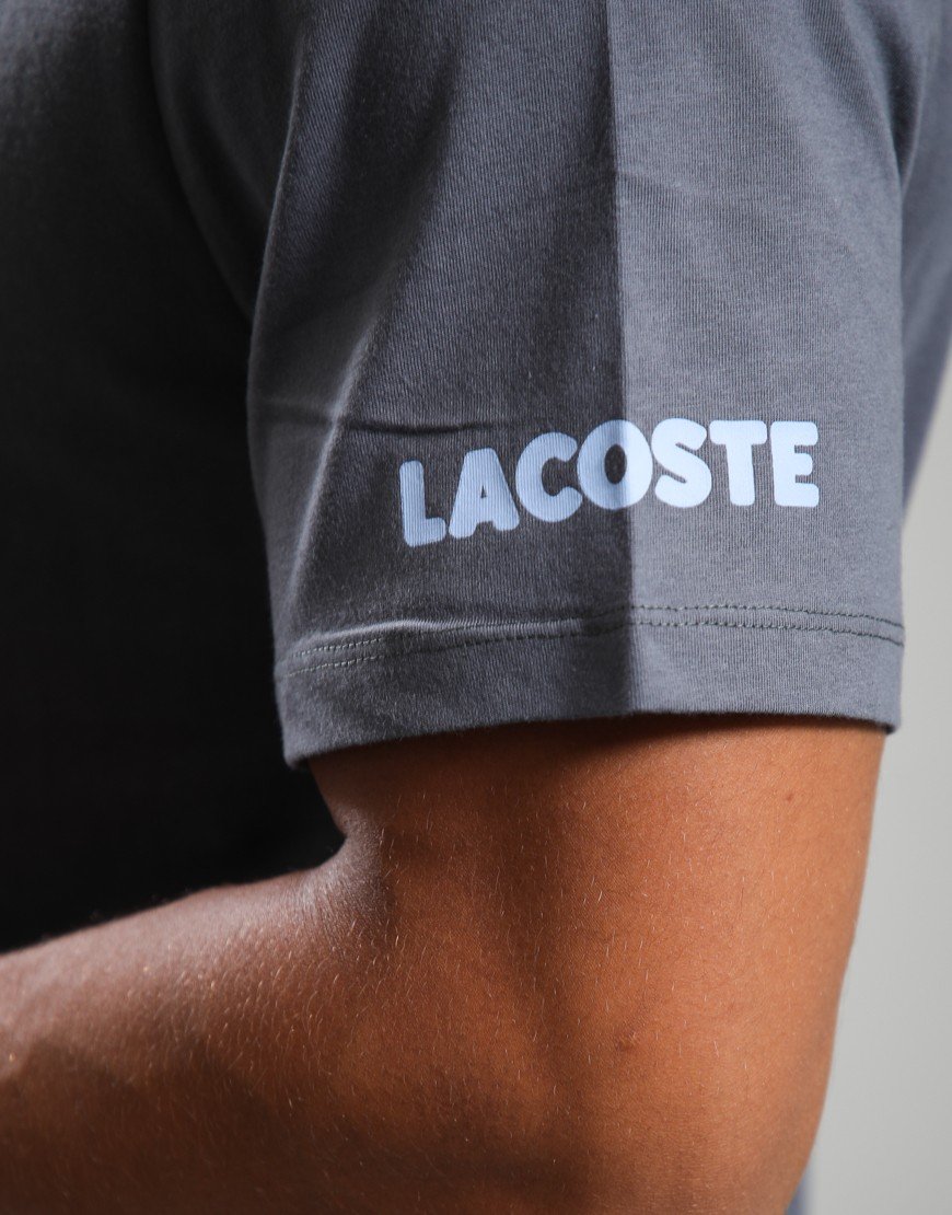 Lacoste Printed Cotton Loungewear T-Shirt Flagstone/White