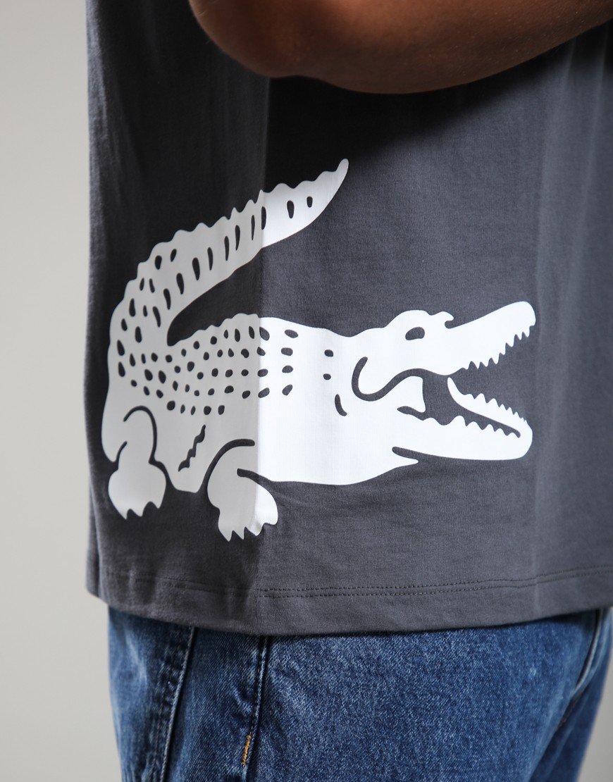 Lacoste Printed Cotton Loungewear T-Shirt Flagstone/White