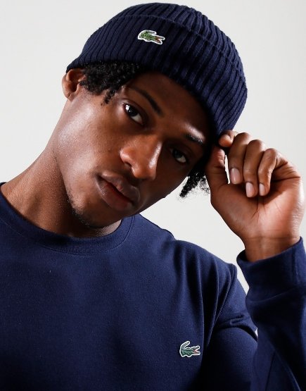 Lacoste Rib Wool Beanie Navy