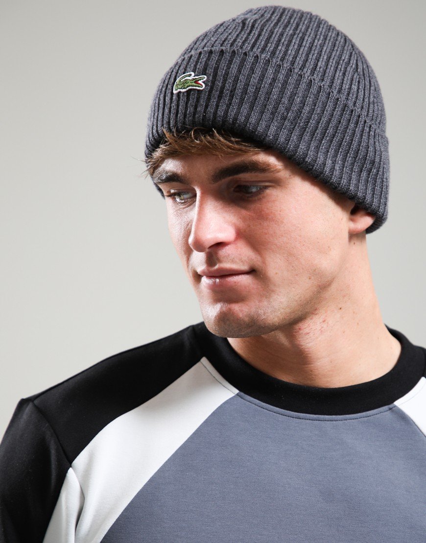 Lacoste Rib Wool Beanie Pitch Chine
