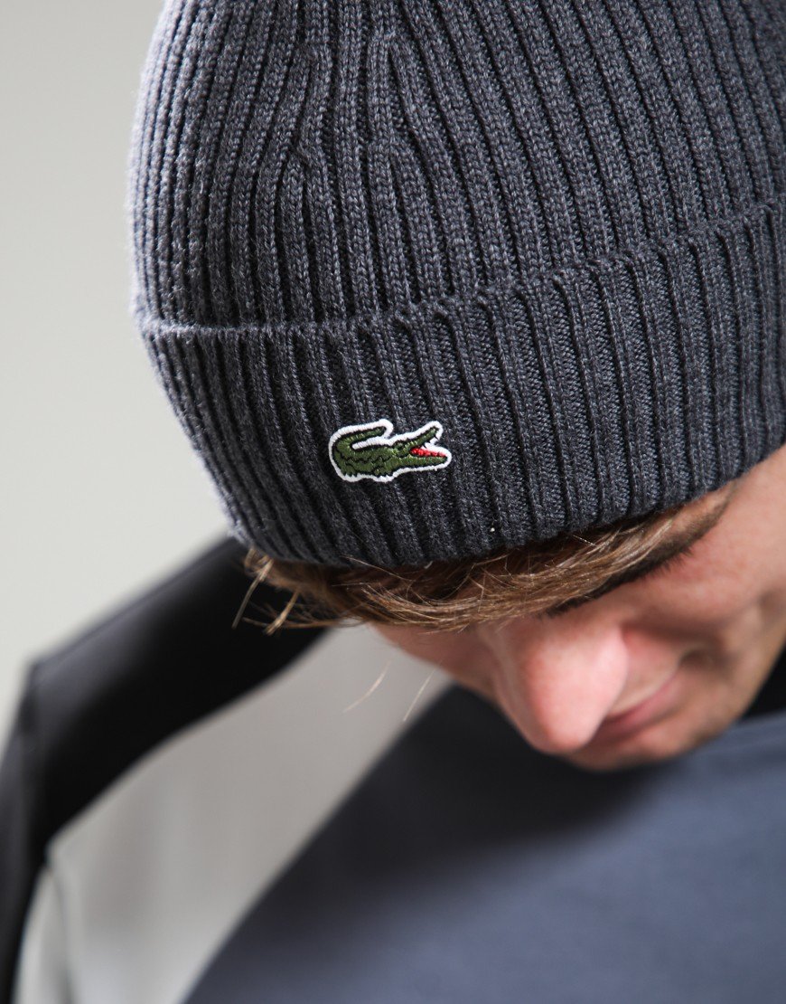 Lacoste Rib Wool Beanie Pitch Chine