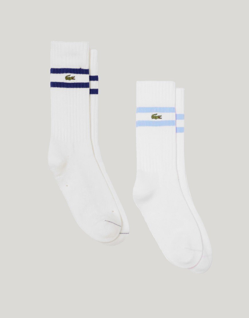 Lacoste Ribbed Cotton Socks White/Navy/Light Blue
