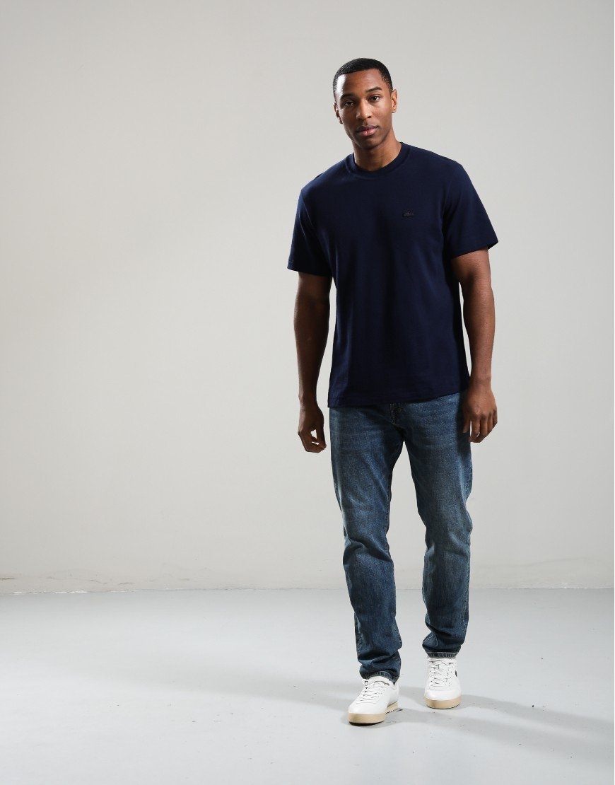 Lacoste Ribbed Neck Petit Piqué T-shirt Navy Blue