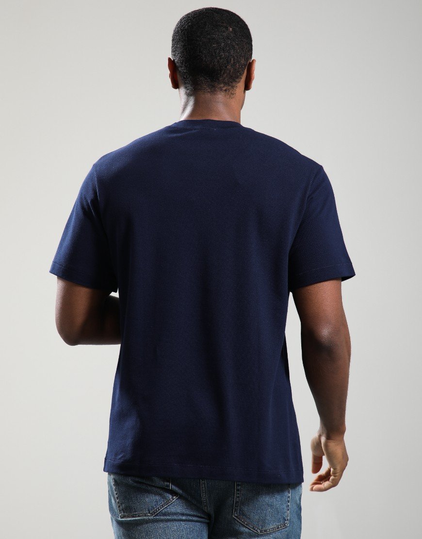 Lacoste Ribbed Neck Petit Piqué T-shirt Navy Blue