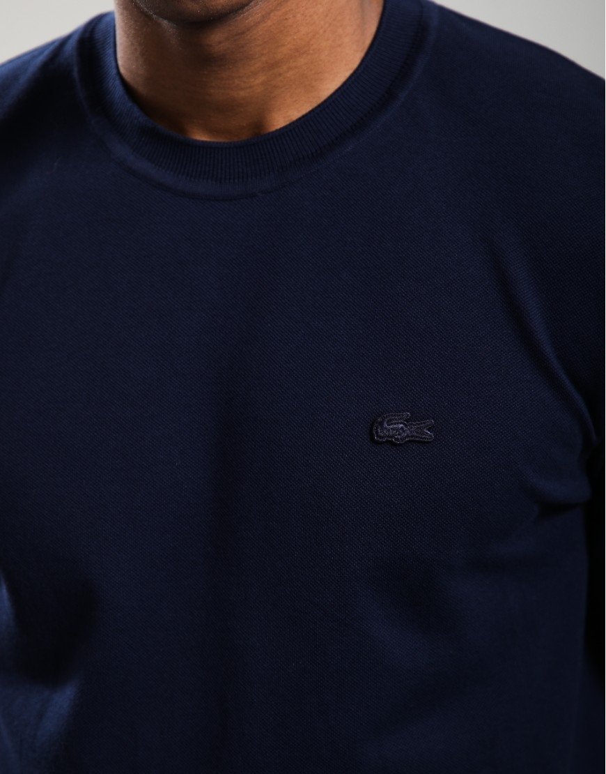 Lacoste Ribbed Neck Petit Piqué T-shirt Navy Blue