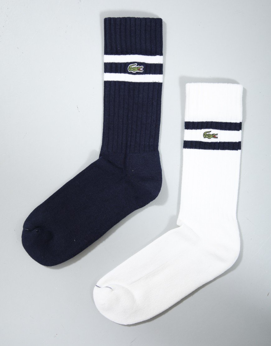 Lacoste Ribbed Socks Navy Blue/Flour
