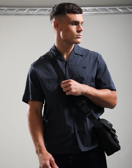 Lacoste Relaxed Fit Seersucker Shirt Blackbird