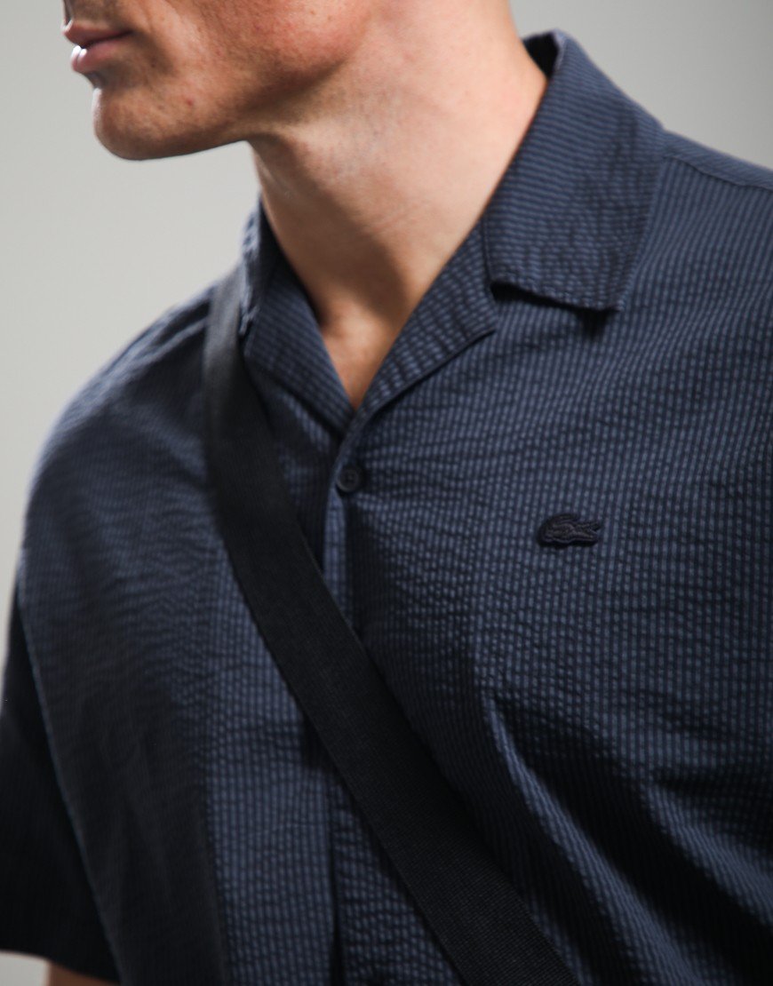 Lacoste Relaxed Fit Seersucker Shirt Blackbird