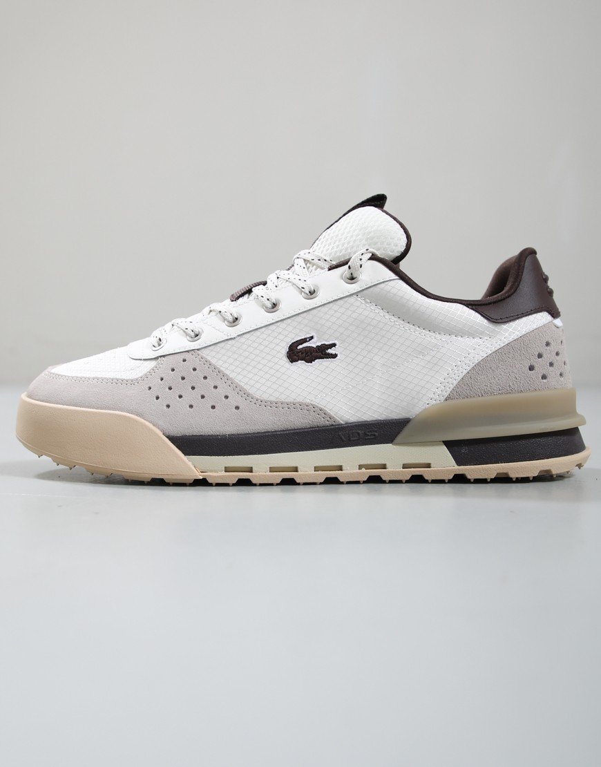 Lacoste Slam Break Trainers Off White/Dark Brown