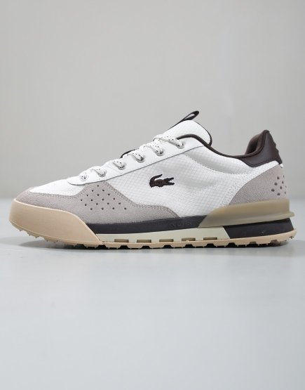 Lacoste Slam Break Trainers Off White/Dark Brown