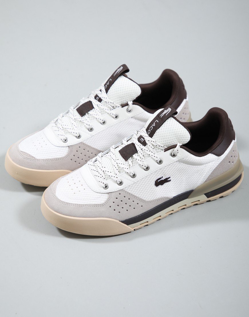 Lacoste Slam Break Trainers Off White/Dark Brown