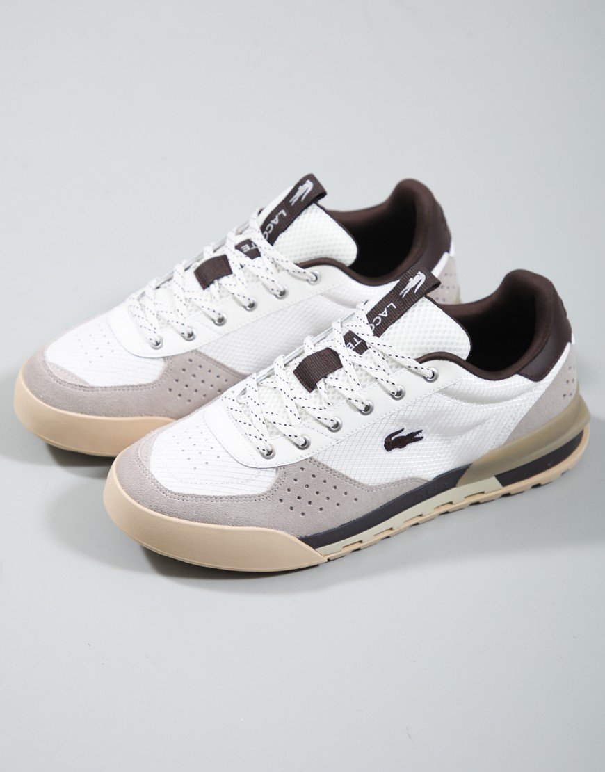 Lacoste Slam Break Trainers Off White/Dark Brown