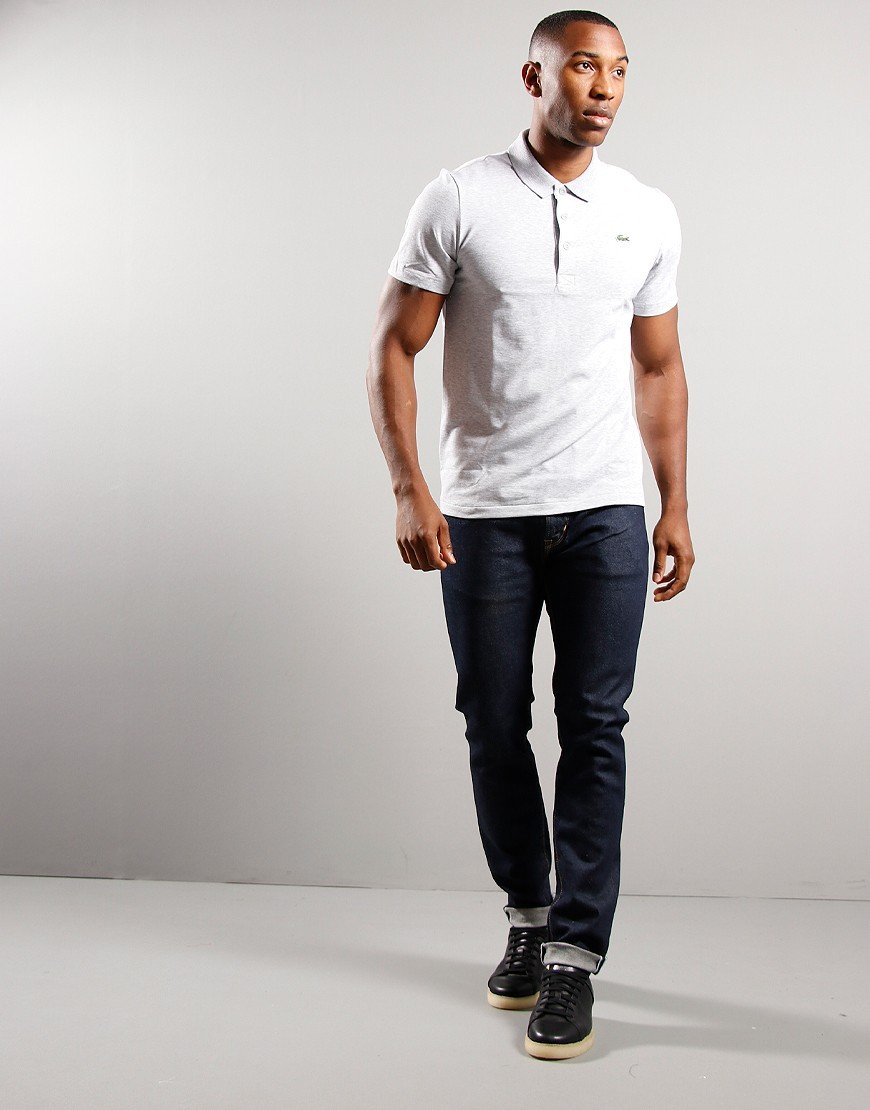 Lacoste Cotton Blend Polo Shirt Silver Chine