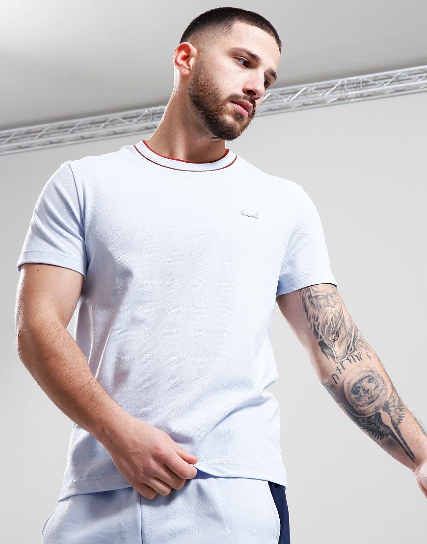 Lacoste Stripe Collar T-Shirt Light Blue