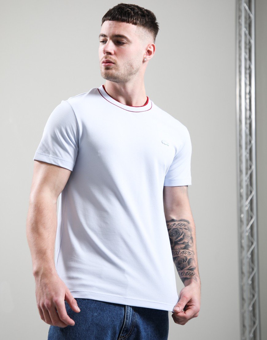 Lacoste Stripe Collar T-Shirt Light Blue