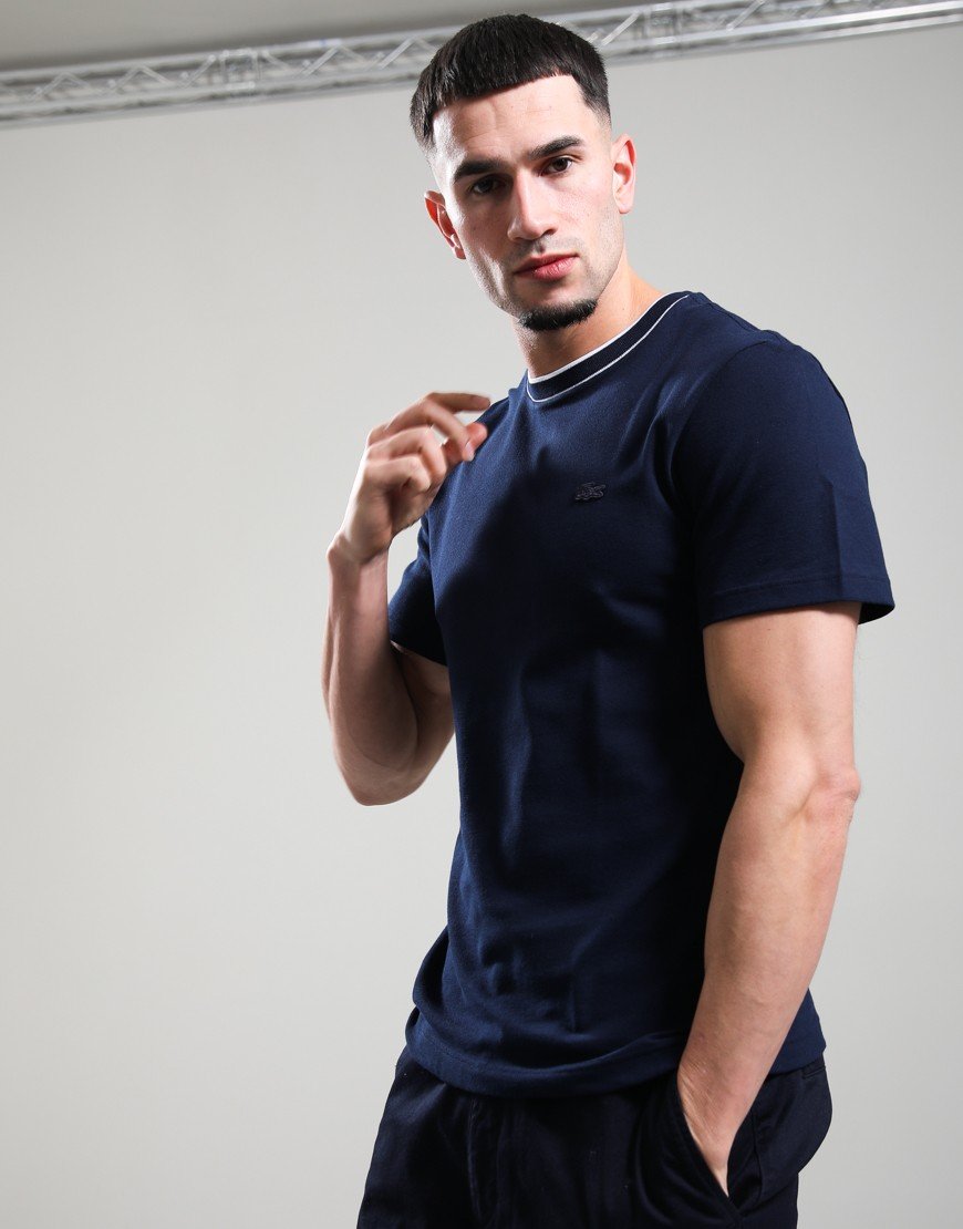 Lacoste Stripe Collar T-Shirt Navy Blue