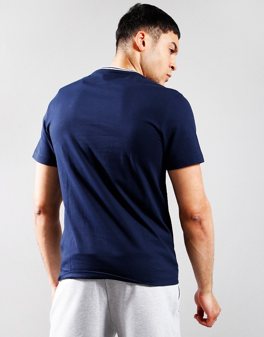 Lacoste Striped Crew Neck T-Shirt Navy Blue/White