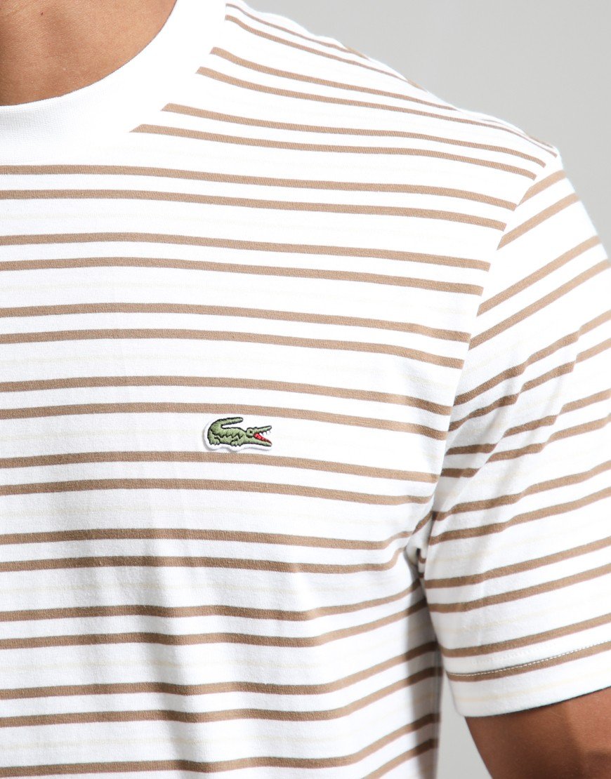 Lacoste Stripe T-Shirt Cookie/Flour