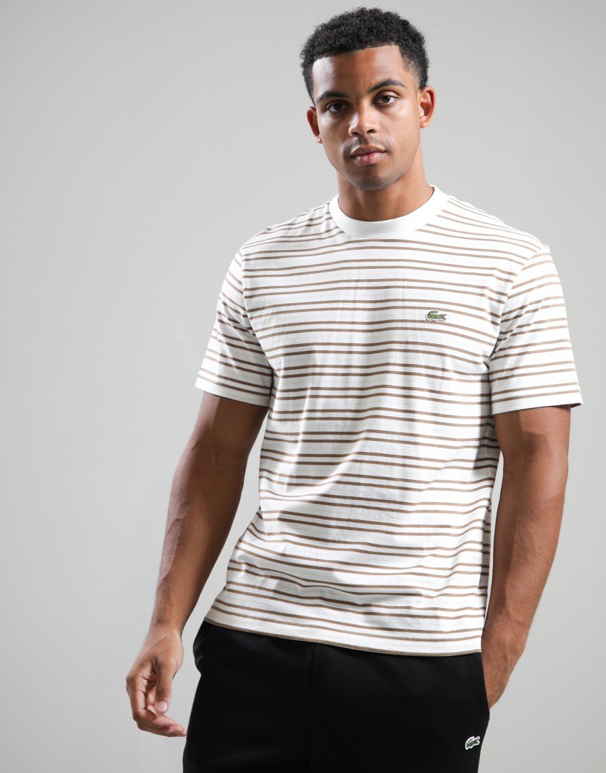 Lacoste Stripe T-Shirt Cookie/Flour