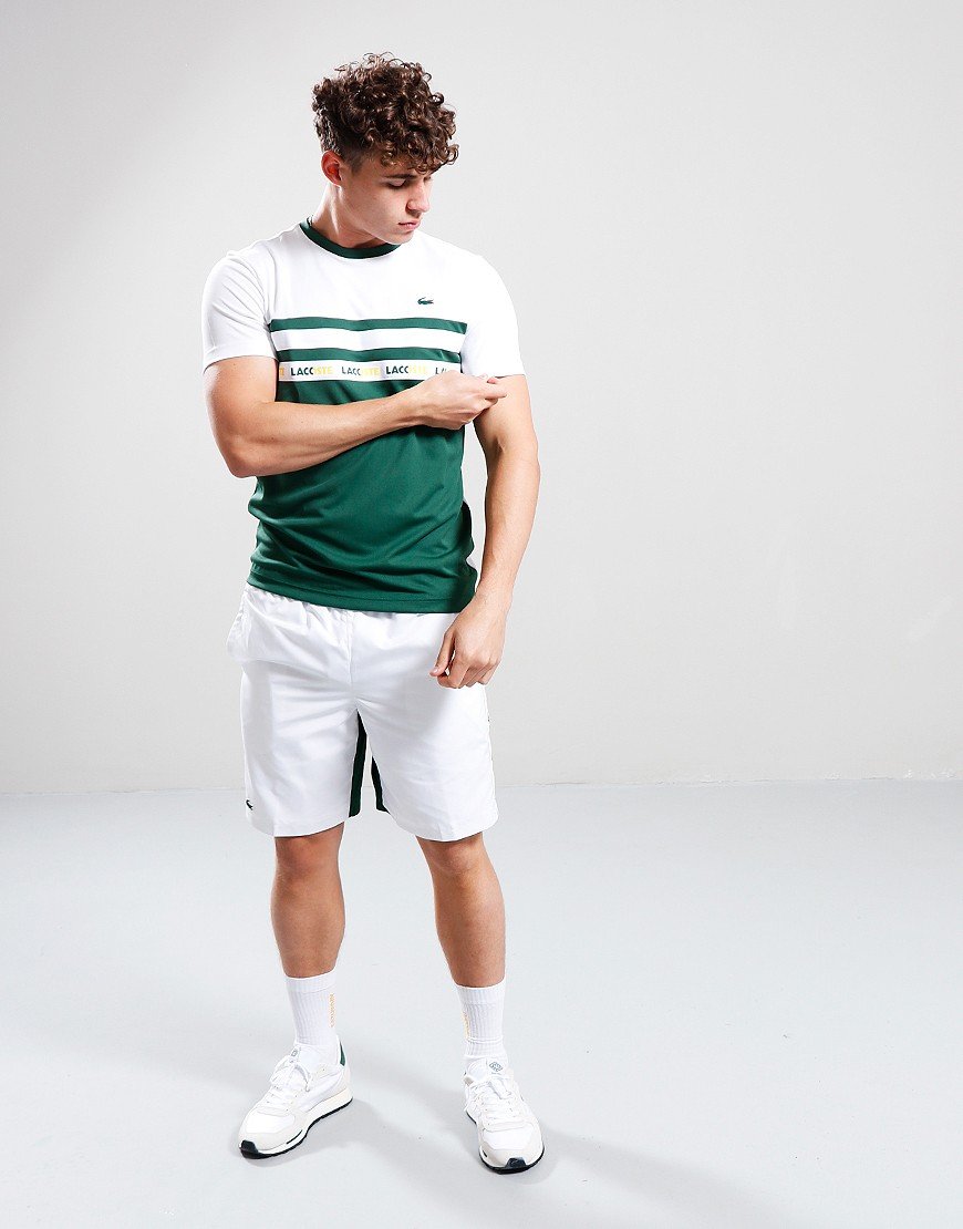 Lacoste Stripe Tennis T-Shirt Green/White