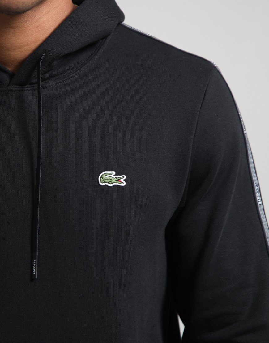 Lacoste Striped Band Hoodie Black