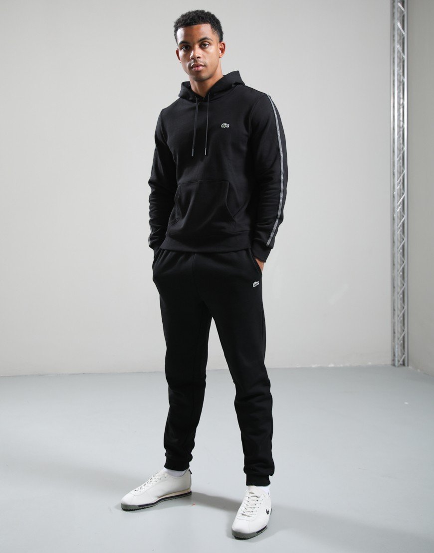 Lacoste Striped Band Hoodie Black