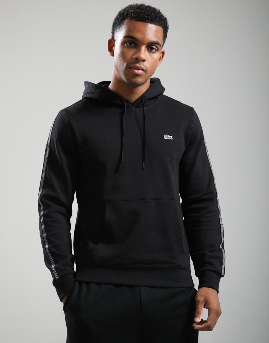 Lacoste Striped Band Hoodie Black