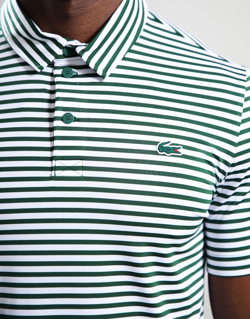 Lacoste Striped Golf Polo Shirt Green/White