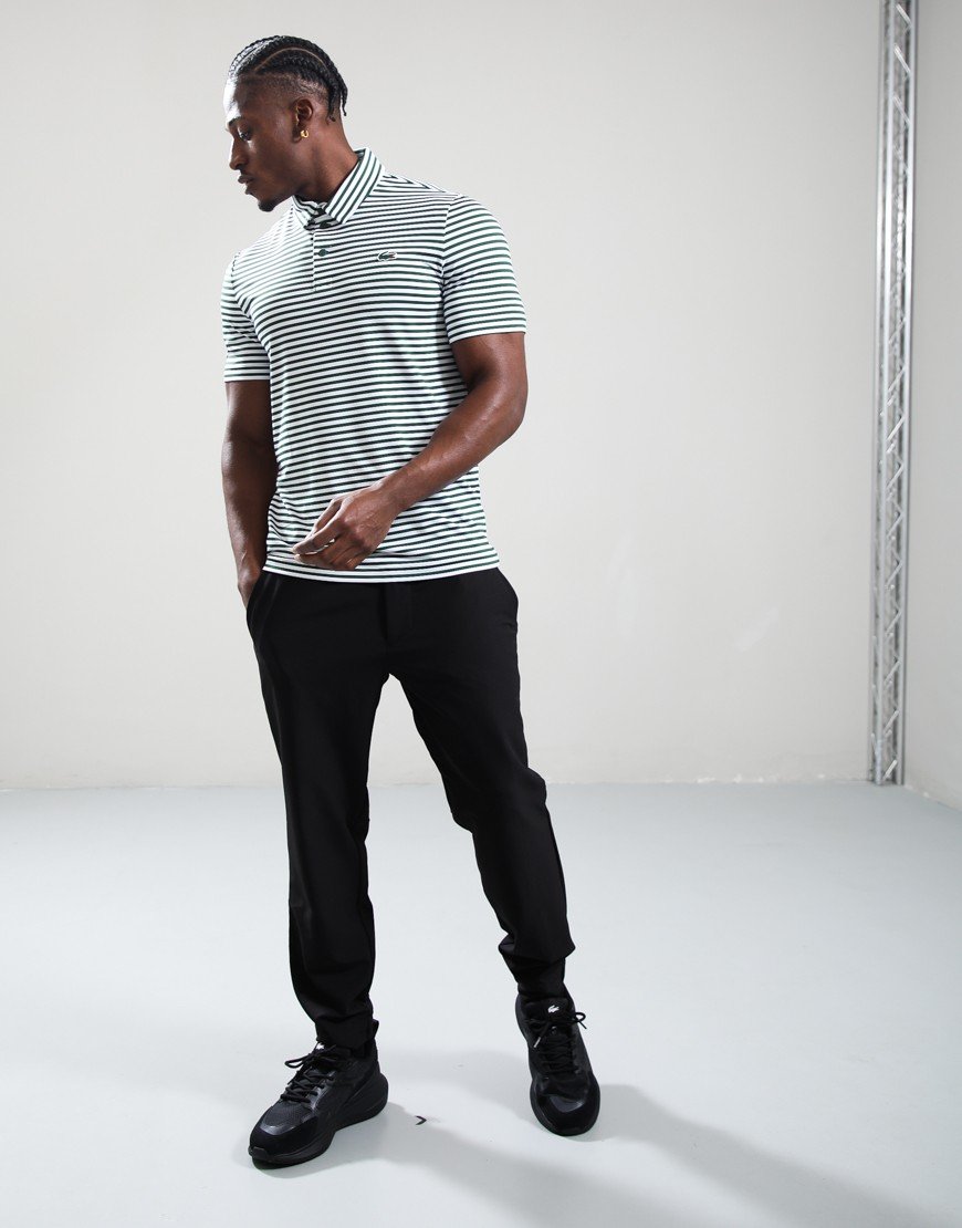 Lacoste Striped Golf Polo Shirt Green/White