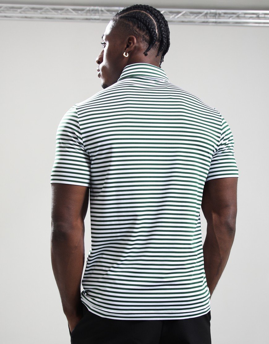 Lacoste Striped Golf Polo Shirt Green/White