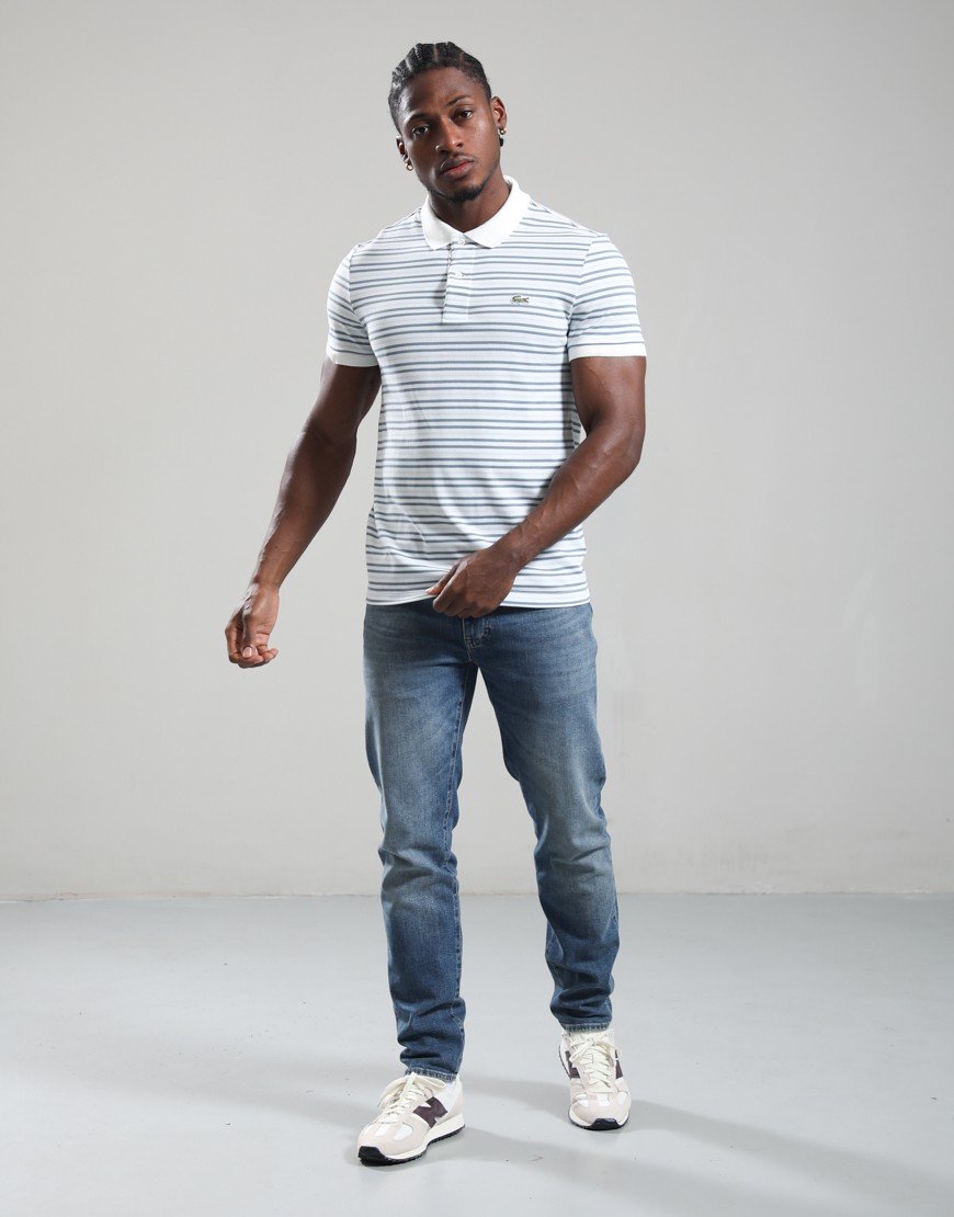 Lacoste Striped Mini Pique Polo Shirt Aral/Flour