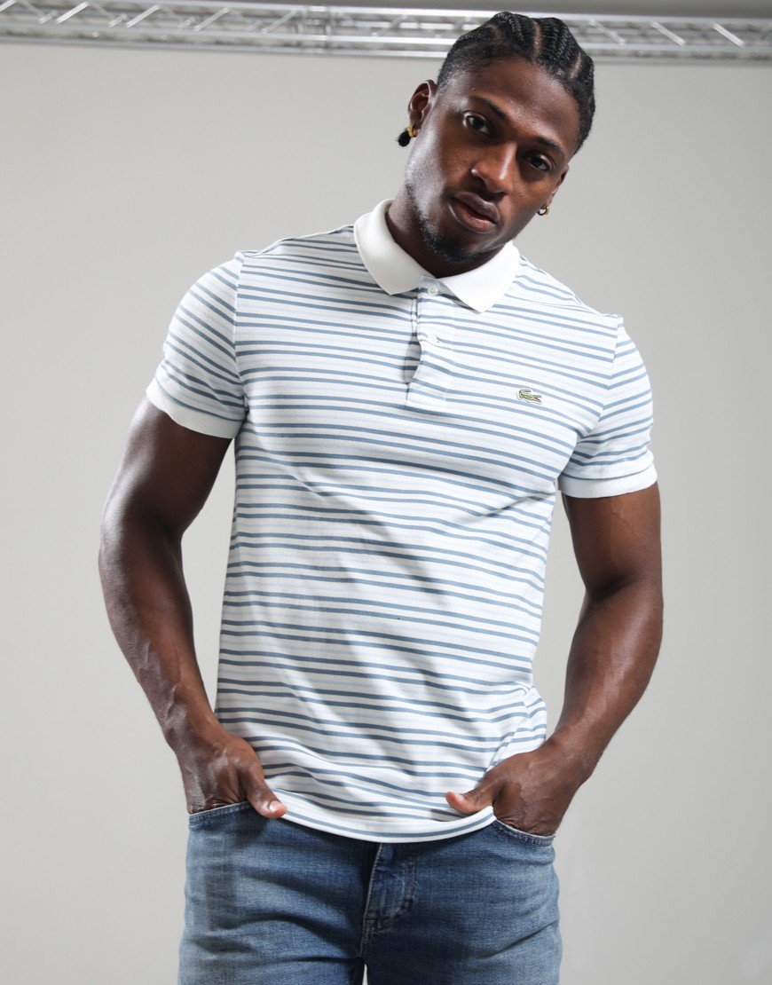 Lacoste Striped Mini Pique Polo Shirt Aral/Flour