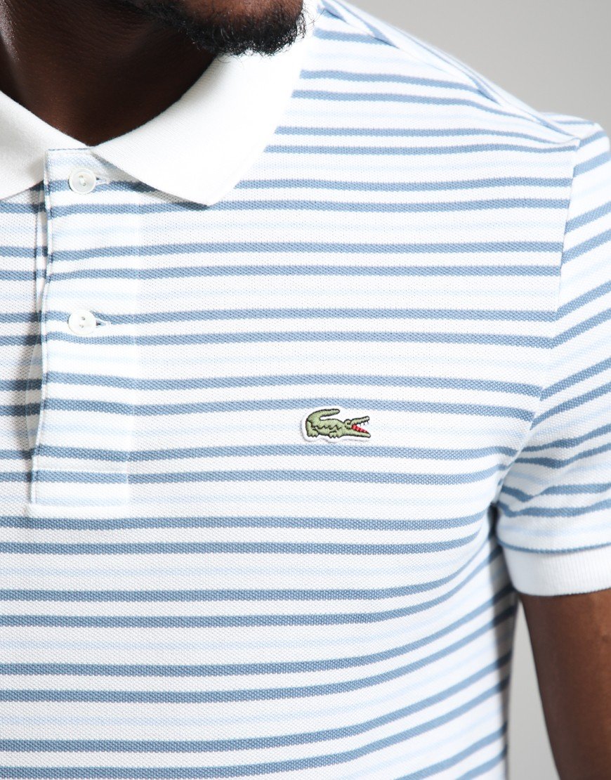 Lacoste Striped Mini Pique Polo Shirt Aral/Flour