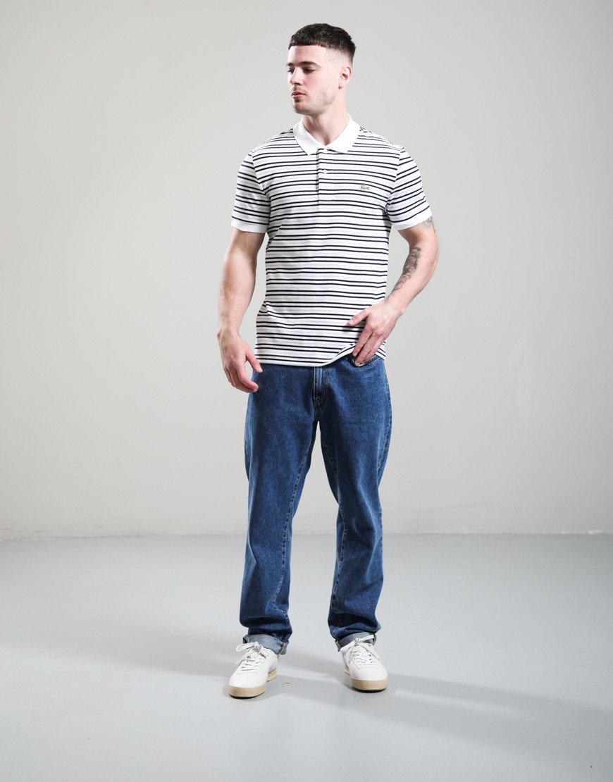 Lacoste Striped Polo Shirt Blackbird/Flour