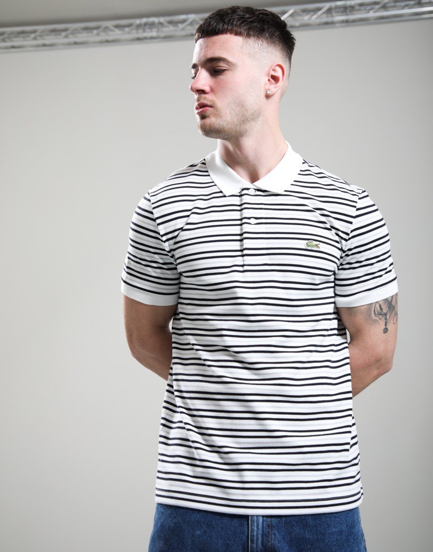 Lacoste Striped Polo Shirt Blackbird/Flour