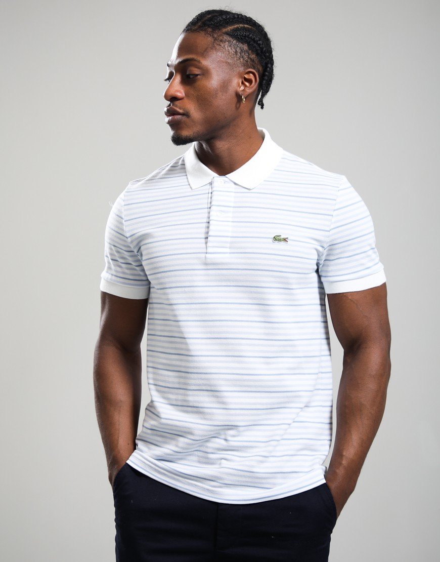 Lacoste Striped Polo Shirt Light Blue/White