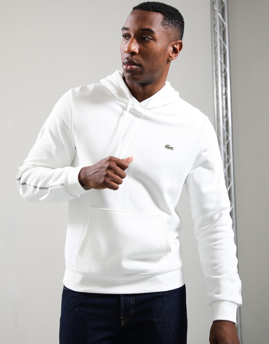 Lacoste Logo Stripe Overhead Hoodie Flour