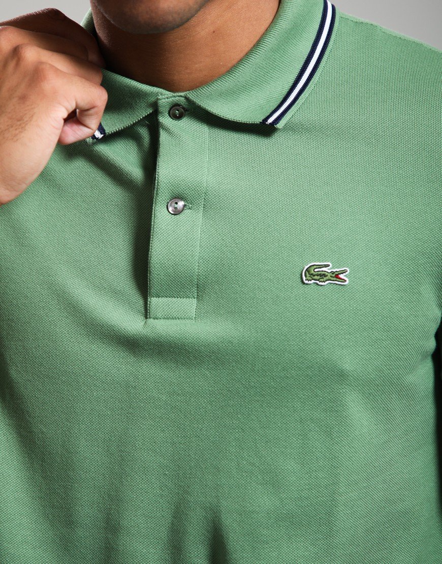 Lacoste Tipped Polo Shirt Lambs Lettuce