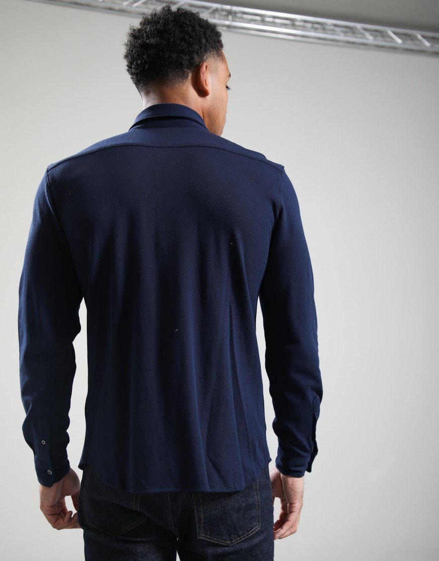 Lacoste Cotton Pique Long Sleeve Shirt Navy Blue