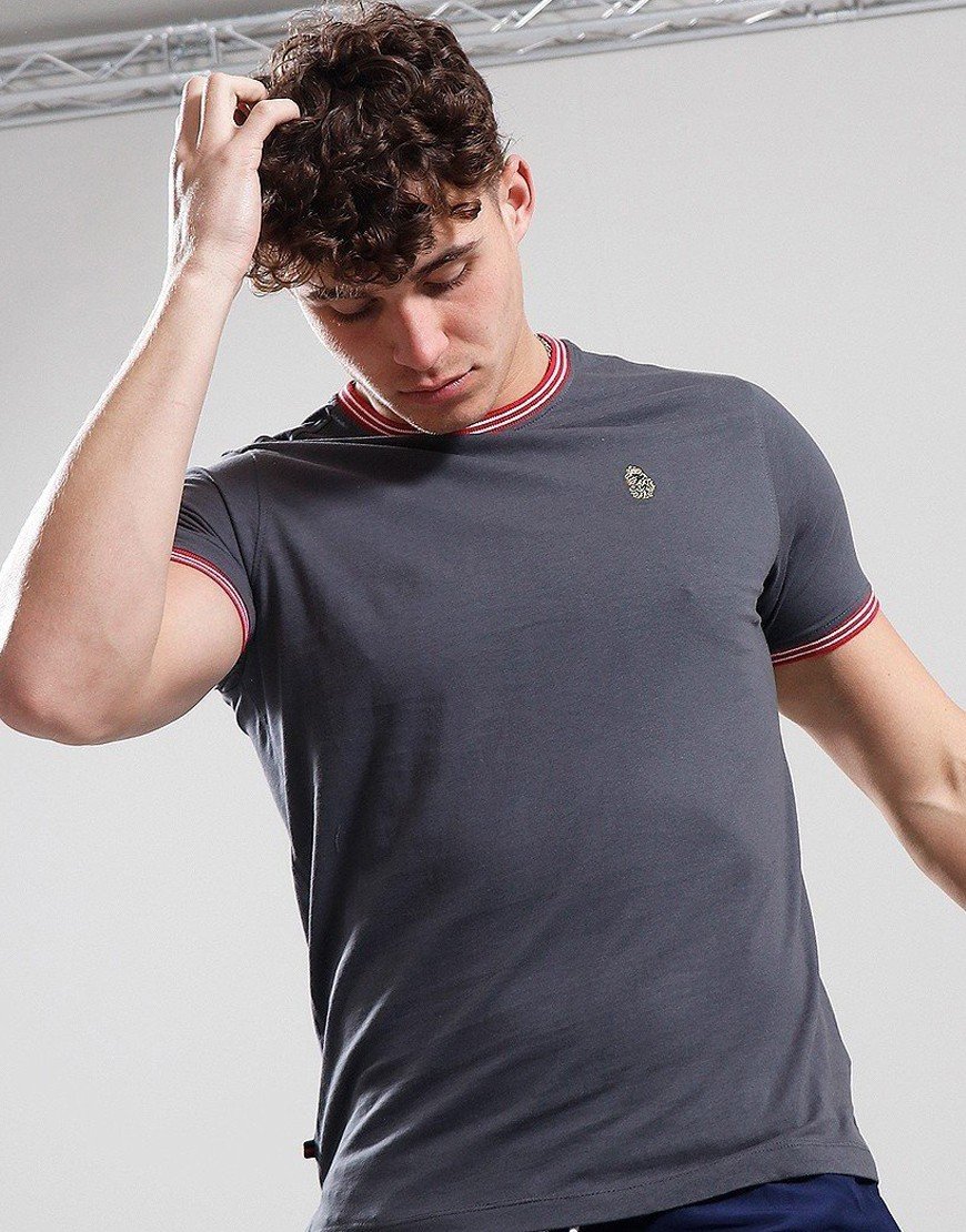 Luke 1977 Looper T-shirt Charcoal Chili Red 